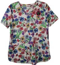 Scrubstar Women&#39;s &quot;Garden Groove&quot; V-Neck Print Scrub Top Small - £11.86 GBP