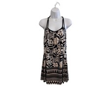 Linea Donatella S Geometric Floral Slip Dress Black White Crochet Racerback - $469.27 MXN