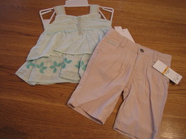 Calvin Klein 24M CK 24 months baby girls shirt pants 2 pc 3602089 lt gre... - $15.43