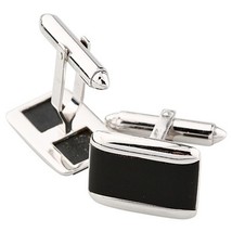 14k or Blanc &amp; Onyx Rectangulaire Bordée Manchette Liens - $27,028.38 MXN