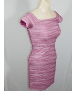 Vtg Wet Seal Pink Sexy Bodycon Dress Party Cocktail Club XS Wavy Lined - £39.14 GBP