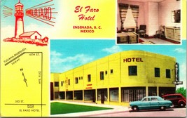 VTG 1930s Advertising Postcard  Hotel El Faro Enseneda Mexico B.C Multiview Cars - £8.53 GBP