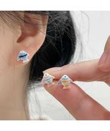 Handmade Ceramic Fish Stud Earrings, Kawaii Sea Life Jewelry - $15.95