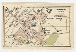 1924 Original Vintage City Map Of Canterbury / England - £16.82 GBP