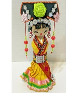 Vintage Handmade Wooden Oriental Girl Doll Embellished Fabric Beads Trim... - £15.32 GBP