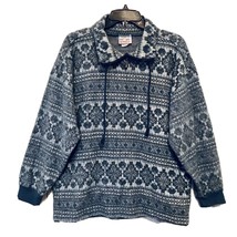 Denim Republic Vintage 90s Womens M Blue Gray Fair Isle Pullover 1/4 Zip Sweater - £19.94 GBP