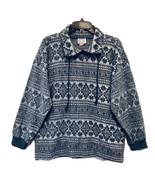 Denim Republic Vintage 90s Womens M Blue Gray Fair Isle Pullover 1/4 Zip Sweater - £19.91 GBP