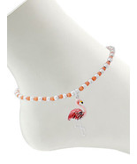Pink flamingo bead ankle bracelet - €12,25 EUR