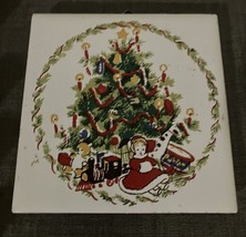 Vintage Ceramic Tile Trivet 1981 Jasco Christmas Tree/Toys Holidays Seasonal - $7.92