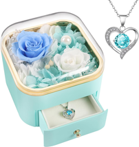 Mothers Day Gifts for Mom Wife Women, Preserved Real Rose with Necklace Eternal - £32.46 GBP