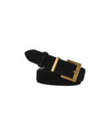 ATINELE Long Suede Black Leather Square Gold Buckle Skinny Belt - $59.00