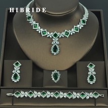 Brilliant Cubic Zirconia Wedding Jewelry Sets For Women Bridal 4 pcs Earring Nec - £84.37 GBP