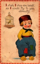 Vintage Comic Postcard BS Barton Spooner Swedish Dutch Boy &amp; Bird-BK-c - £2.37 GBP