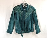 Paris Sport Club Womens Suede Turquoise Bomber Jacket Vtg Size Large Lea... - $58.04