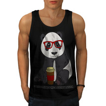 Wellcoda Coffee Happy Panda Mens Tank Top, Hippie Active Sports Shirt - £14.96 GBP+
