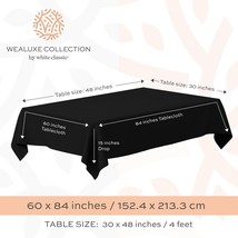 WEALUXE 2 Pack Black Kitchen Table Cloth for Folding Table 4ft 60 x 84 in Rectan - £21.16 GBP