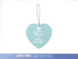 Don&#39;t Panic It&#39;s Only a Baby Blue 10cm Hanging Heart Wooden Plaque - Keep Calm R - £3.23 GBP