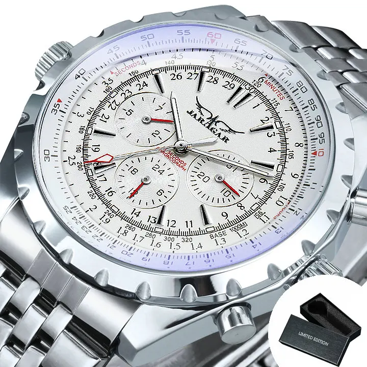  Multifunction Mens Watch    Automatic Mechanical  Silver Stainless Steel Strap  - £100.26 GBP
