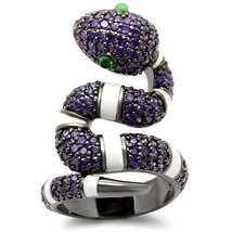 Braided Ring with Multi-Color CZ - Sterling Silver, Ruthenium-Coated Brass - $37.49