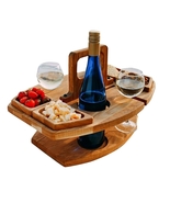 Portable table wine, glasses, fruit and foods handmade in wood For home,... - £55.78 GBP