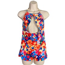 Women&#39;s Floral Print One-Piece Swimsuit Size Large Stretch Quick-Dry Multicolor - £12.40 GBP