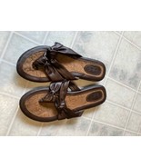 Born BOC Brown Sandals Faux Leather Double Knot Thong Flip Flop Comfort ... - $24.95