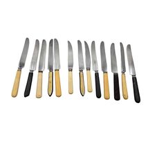 Bakelite Silverware Knives Mixed Lot 13 Various Colors Conditions Stainless - $11.88