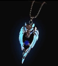 Silver Wolf Necklace - Glow in the dark Pendant - Gothic Jewellery - £9.82 GBP