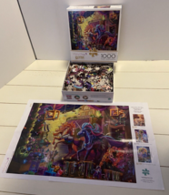 Twilight Market Place Glitter 1000 Piece Puzzle Buffalo Flights of Fantasy - £13.07 GBP