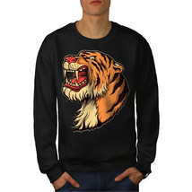 Wellcoda Tiger Head Mens Sweatshirt, Cartoon Animal Casual Pullover Jumper - £24.11 GBP+
