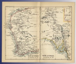 1888 Original Antique Map Of West Australia Perth / South Australia Adelaide - £18.88 GBP