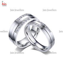 14Kt, 18Kt Solid White Gold CZ Stone His &amp; Her Wedding Couple Bands 2 Pcs Rings - £1,214.77 GBP+