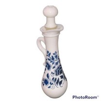 Vintage Avon Delft Blue Milk Glass Cruet Vase Tall Bottle Stopper Empty ... - $11.76