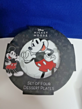 Disney NIP Mickey &amp; Minnie Mouse Set of 4 Assorted 8” Ceramic Dessert Pl... - $25.25