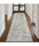 Hedlive Vintage Hallway Runner 2.6x8 Brick Red/White Non Slip Carpet - $34.24 CAD