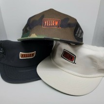 Lot Of (3)VTG Yellow Trucking Hat Cap White, Black, Camo. Made In Usa - £15.85 GBP