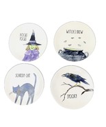 NWT Rae Dunn Set of 4 6&quot; Halloween Plates Hocus Pocus-Spooky -Witch&#39;s Br... - £18.65 GBP