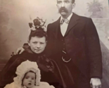 Cabinet Card Photo Victorian Mustache Top Hat in Hand w Children - $3.51
