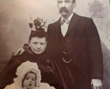 Cabinet Card Photo Victorian Mustache Top Hat in Hand w Children - £2.80 GBP