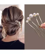 Trendy Metal U-Shaped Hairpin — Pearl Hair Clip for Women and Girls - $5.99