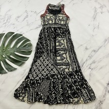 Lucky Brand Maxi Dress Size XS Cream Black Camel Print Floral Lace Beade... - $28.70