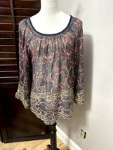 Plenty Tracy Reese Womens Tunic Top Multicolor Floral Long Sleeve Petites P - $25.03