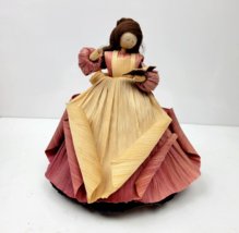 Vintage Nan&#39;s Anderson Corn Husk Doll Reading Book Folk Art 1998 Handmade 7.5&quot; - £19.64 GBP