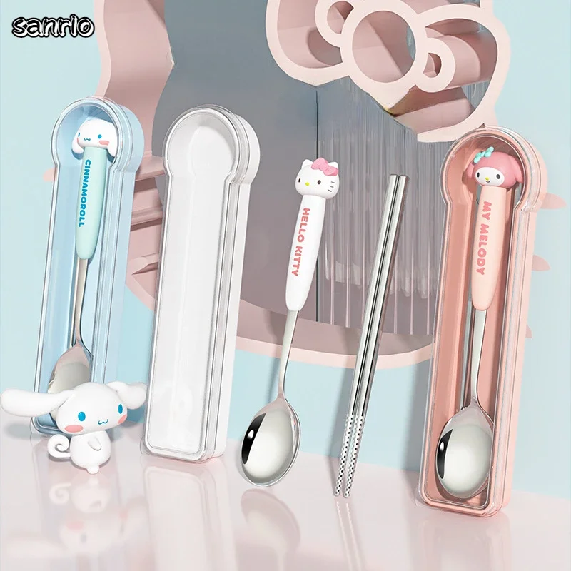 Sanrio Hello Kitty Cinnamoroll My Melody  Spoon Chopsticks Set 304 Stainless - £7.50 GBP+