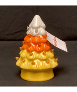 Mr Halloween light up ceramic mini tree candy corn colors orange yellow ... - $12.00