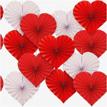 Love Festive Paper Fans - Romantic Heart Shaped Hanging Decorations for Valentin - £48.15 GBP