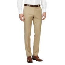 Men Renoir Flat Front Pants 100% Soft Wool Super 140's Classic Fit 508-4 Tan image 6
