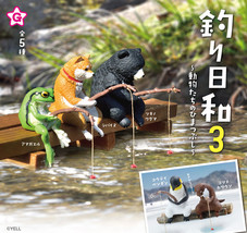 Animals on a Fishing Trip Mini Figure Set of 5 Frog Penguin Otter Shiba Inu Bear - £25.99 GBP
