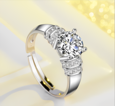 2.00Ct Round CZ 925 Sterling Silver Adjustable Size Engagement Anniversary Ring - $113.99