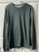 Eddie Bauer Thermal Long Sleeved Shirt  Mens Size Large Hunter Green Waffle Knit - £10.14 GBP